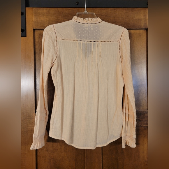 Faherty Willa Striped Pintuck Blouse peasant style Size Small - Picture 2 of 6